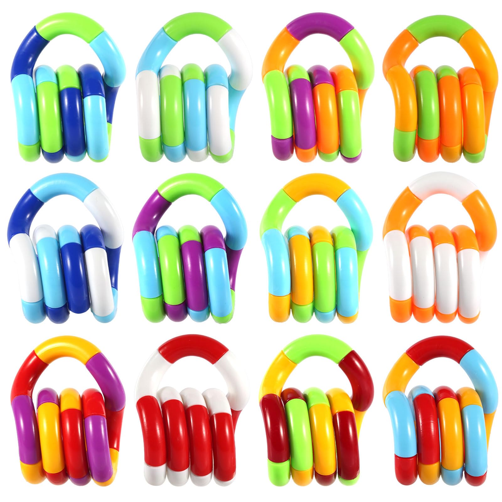 12pcs Fidget Toys, Sensory Tools Quiet Fidget Toys Multicolor Twisty Fidget Toys for Relaxation Small Silent Brain Imagination Tools Relax Educational Winding Toy for Adults Boys Girls