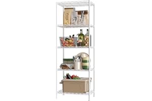 HOMEFORT 5-Shelving Unit, Adjustable Wire Shelving, Metal Wire Shelf Rack Organizer for Kitchen, Pantry, Closet, Bathroom, La