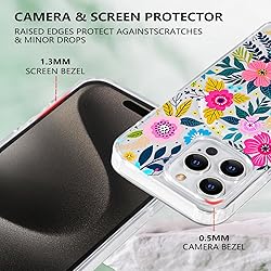 Tcaraersing for iPhone 15 Pro Magnetic Clear Flower