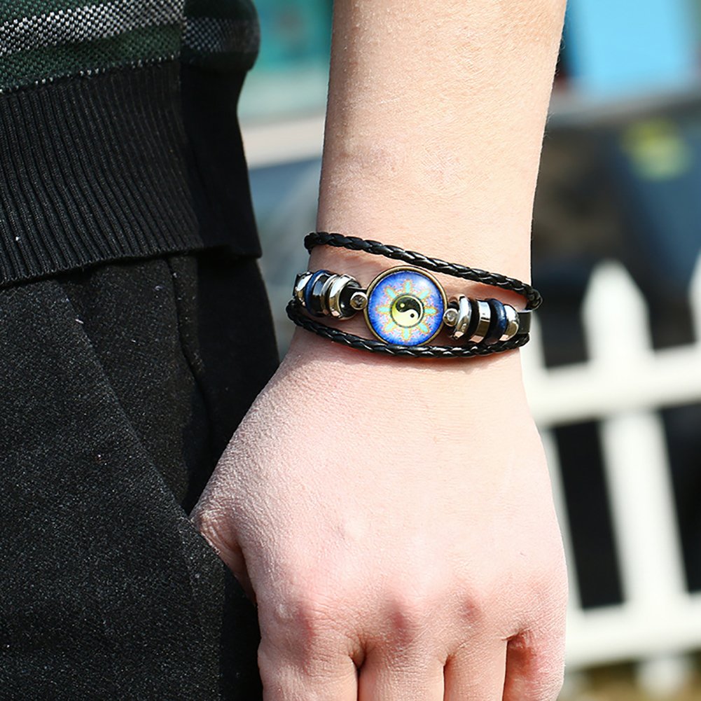 Man9Han1Qxi Punk Multilayer Eight Trigrams Perlen Braid Rope