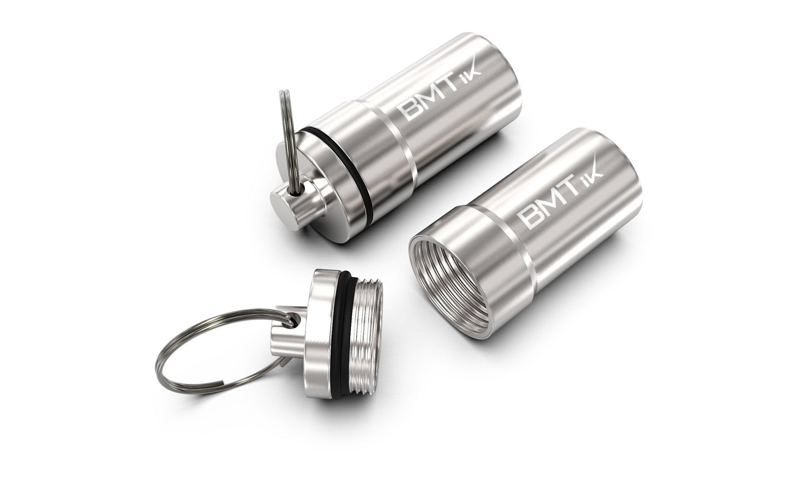 [Vacuum Seal] 2 PACK Large Smell Proof Pocket Ashtray Capsule with Lid and Keyring (Portable Ashtray for The Car, Outside, Pipes and More) by BMTick UK