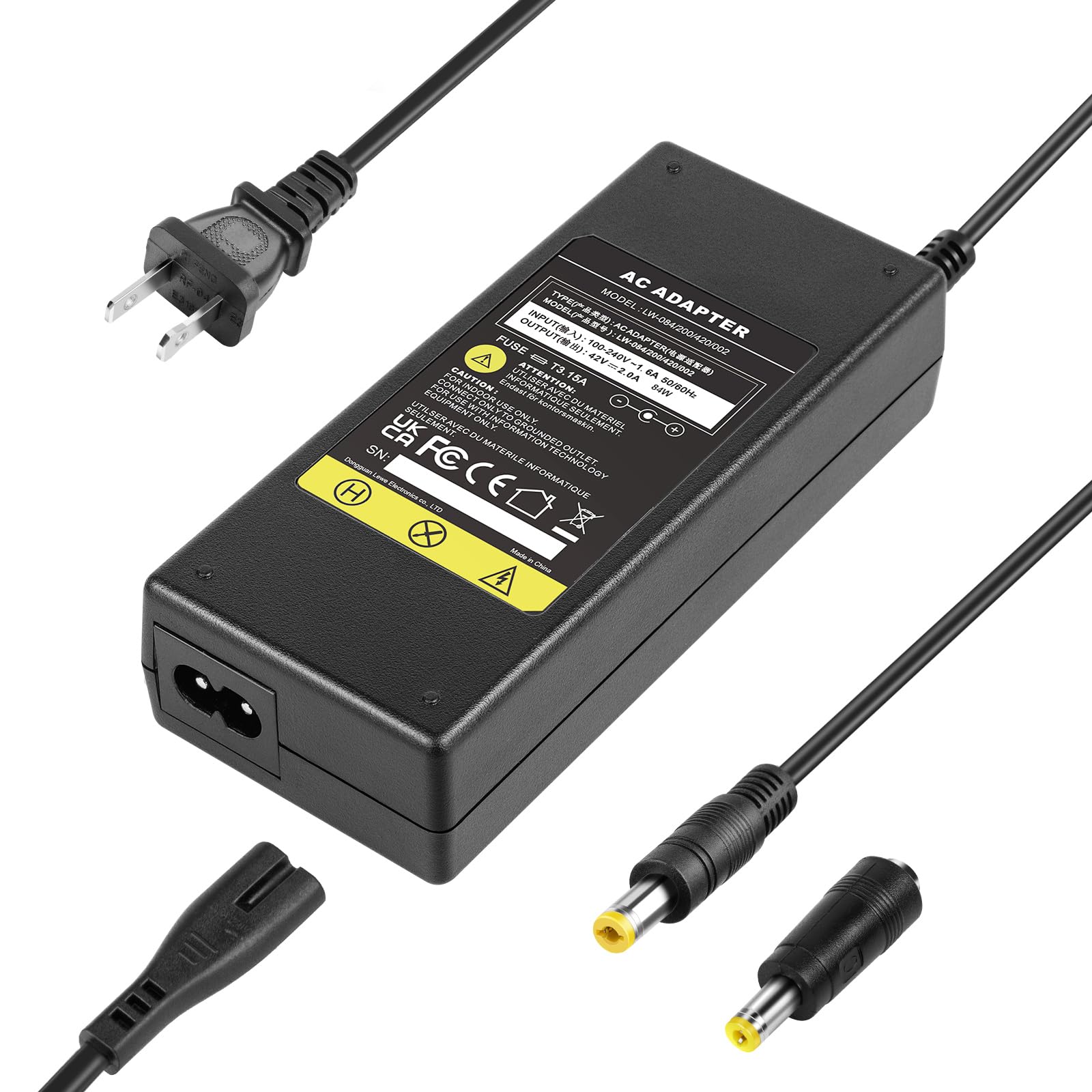 Fancy Buying 42V 2A Charger for Electric Scooter 36V 10S Lithium-ion Battery Pack Compatible with GOTRAX GXL V2, G2, G3, G4, Apex, Glider, XR Elite, XR Ultra 5.5 * 2.1mm Plug with a 5.5 * 2.5mm tip
