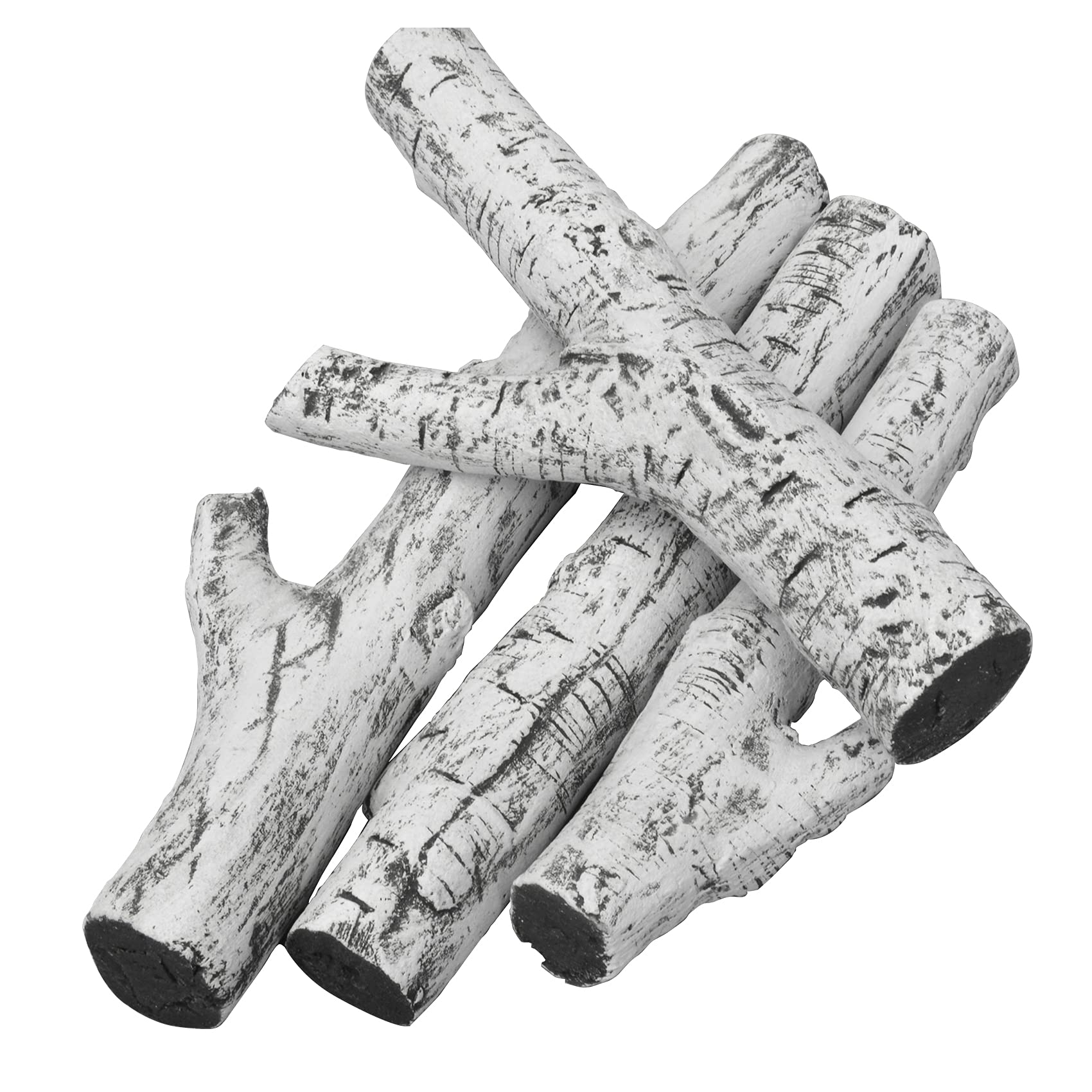 Photo 1 of Stanbroil 4 Piece Set of Ceramic White Birch Wood Gas Log for All Types of Ventless, Gel, Ethanol, Electric,Gas Inserts, Propane, Indoor or Outdoor Fireplaces & Fire Pits