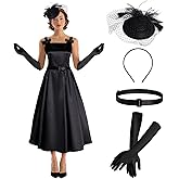 Women's 1950s Audrey Hepburn Style Dress Vintage Swing Cocktail Dresses Tea Party Outfits