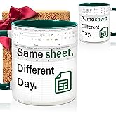 Funny Excel Office Coffee Mug Gift for Accountant, Same Sheet Different Day mug, Unique Spreadsheet excel Birthday Christmas Mugs Gifts Idea for CPA CFO Accounting Coworkers Boss Finance Banker-47