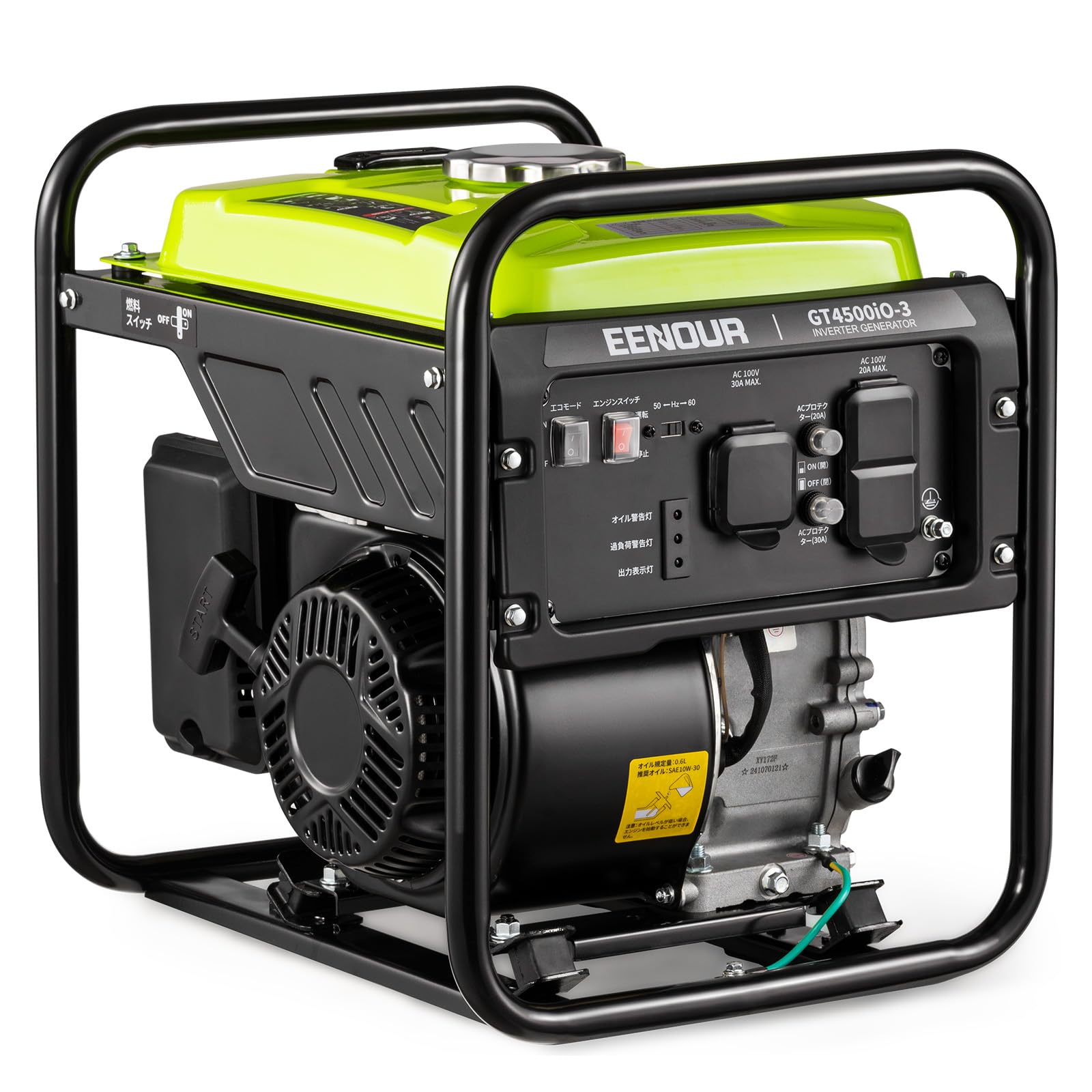 EENOUR インバーター発電機 GT4500iO-3 定格出力3.5kVA オープン型 軽量 ガソリン発電機 高出力 6.8L燃料タンク 大容量 正弦波 50Hz/60Hz切替 静音 過負荷保護 オイル不足保護 エコモード付き 長時間連続運転 農作業 DIY 業務用 イベント 建設作業 災害時に大活躍商品画像