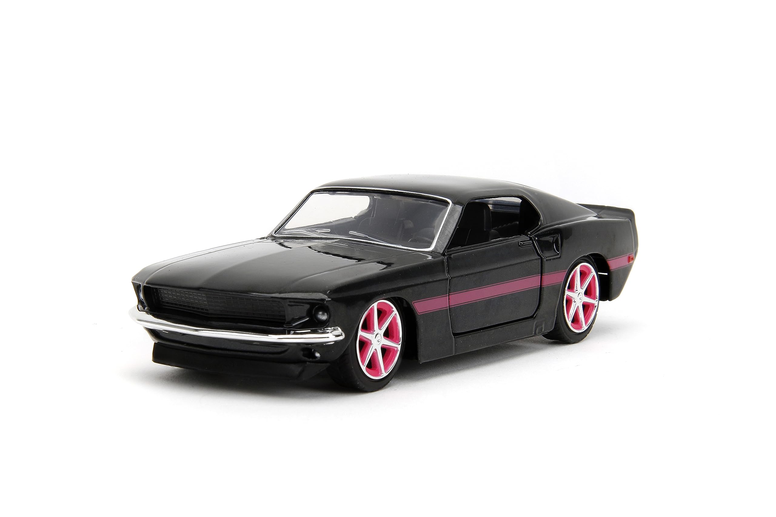 Jada Pink Slips 1:32 W2 1969 Ford Mustang Die-Cast Car, Toys for Kids and Adults (Black/Pink Stripes)