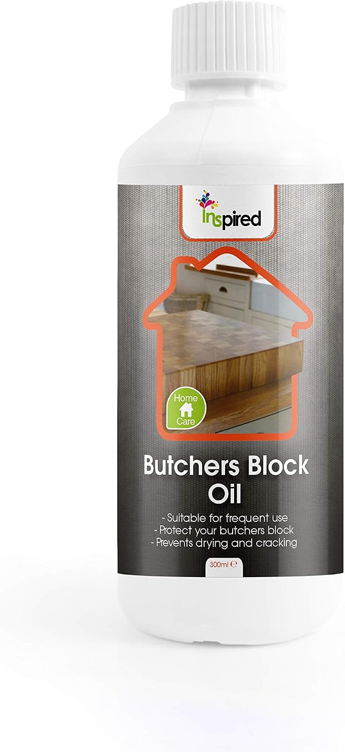 Inspired, Butchers Block Oil 300ml, Food Safe Wood Oil for Chopping Boards Worktops & Wooden Utensils, Protects