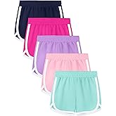 Aikuco 5 Packs Girls Soccer Shorts Toddler Athletic Running Dolphin Active Gym Workout Kids Quick Dry Shorts for Girls