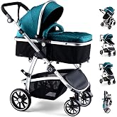 Hagaday Baby Stroller, 2-in-1 Reversible Toddler Seat with Lie-Flat Mode | Foldable Convertible Newborn to Toddler Stroller,All-aluminum frame,Skin-friendly Breathable Fabric,All-terrain PU Wheel