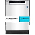 BLACK+DECKER 24" Built-In Dishwasher, 12-Place Setting Capacity with Stainless Steel Tub, Dish Washer with 5 Wash Programs and Smart Wash Cycle, ENERGY STAR Certified, BDW100MS, Stainless Steel