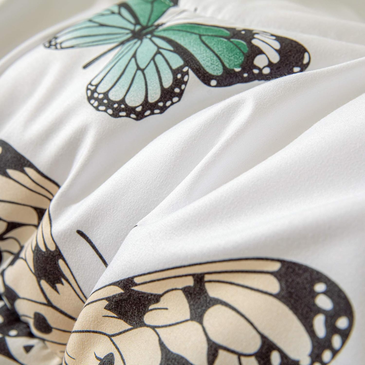 Merryword Butterfly Comforter Set Green Butterfly Comforter Green Butterflies and Dragonfly Printed Down Alternative Comforter Microfiber Bedding King 1 Comforter 2 Pillowcases (King, Butterfly): Home & Kitchen