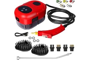 HCCTWOOW 2500W Handheld Steam Cleaner,Steamer for Cleaning,15SFast Heating High Pressure Portable Steam Cleaner w/5 Brushes and Extended Rod (Red - Steam Cleaner)