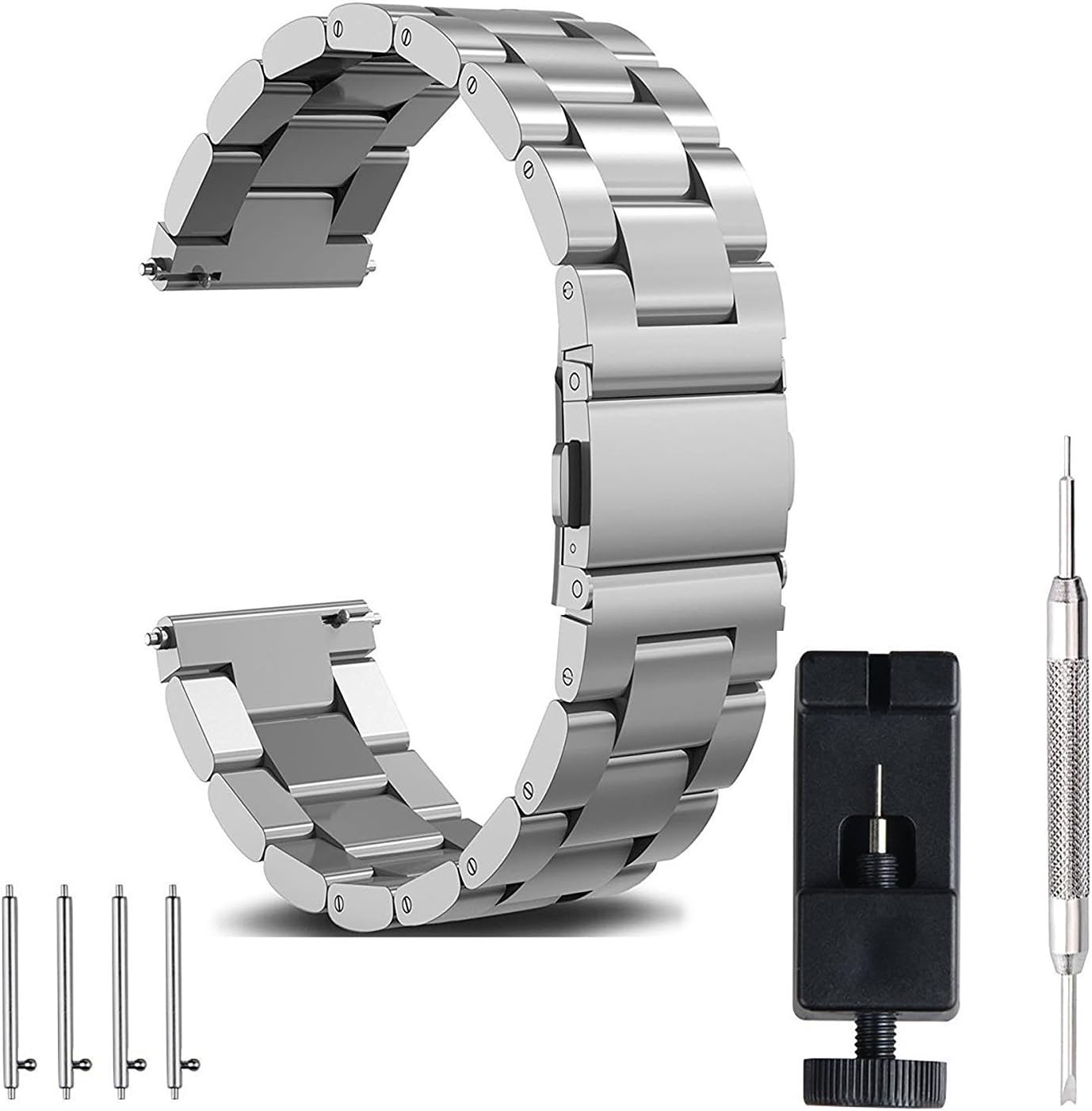 Withings Steel HR 36mm, Withings Activité POP / Steel / Sapphire Watch Strap, 18mm Watch Strap, einBand Quick Release Premium Quick Solid Stainless Steel Metal Business Replacement Bracelet Strap for ASUS Zen Watch 2 1.45", HUAWEI Watch, WITHINGS Activite POP/Steel/Sapphire, Fossil Q Tailor and for All Models Spring Bars 18mm Watch, Silver