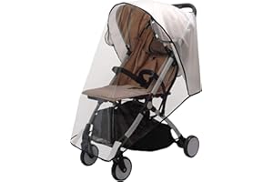 Bemece Universal Stroller Rain Cover - Waterproof Windproof Travel Weather Shield Thick & Durable Protect from Dust and Snow with Breathable Ventilation Mesh Clear Visibility Baby Travel Accessories