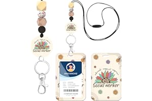 AFRITEE ID Badge Holder Lanyard - Social Worker Gift ID Name Badge Holder with Lanyard for Graduation School, Social Worker Appreciation Week Motivational Gifts for Teacher Nursing Home