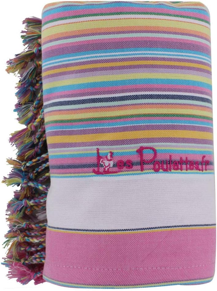 LES POULETTES Kikoy Beach Towel Cotton Stripe - Color Light Pink