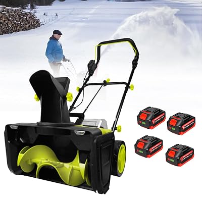ZHLINGQ 40V Lithium Battery Cordless Snow Blower, 3500W Brushless Motor Snow Thrower with 2/4 Batteries & 1/2 Charger, 50cm/20in Clearing Width, 7.6m/25ft Throw for Driveway & Patio 4Batteries