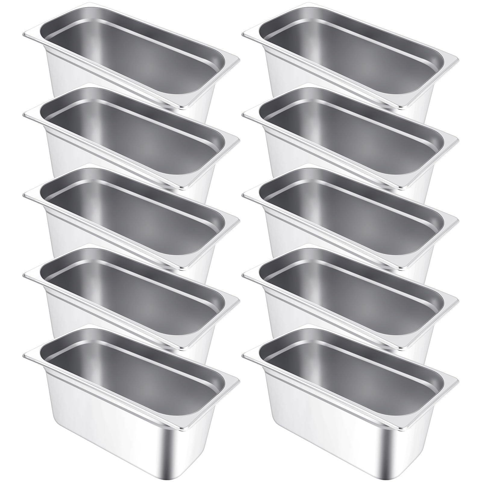 Photo 1 of 10 Pack Hotel Pans Stainless Steel Steam Table Pan 1/3 Size, 0.8 mm Thick Anti Jam Warming Pans for Food Warmer Restaurant Catering Supplies, 12.8 x 6.9 Inch(6 Inch Deep,European)