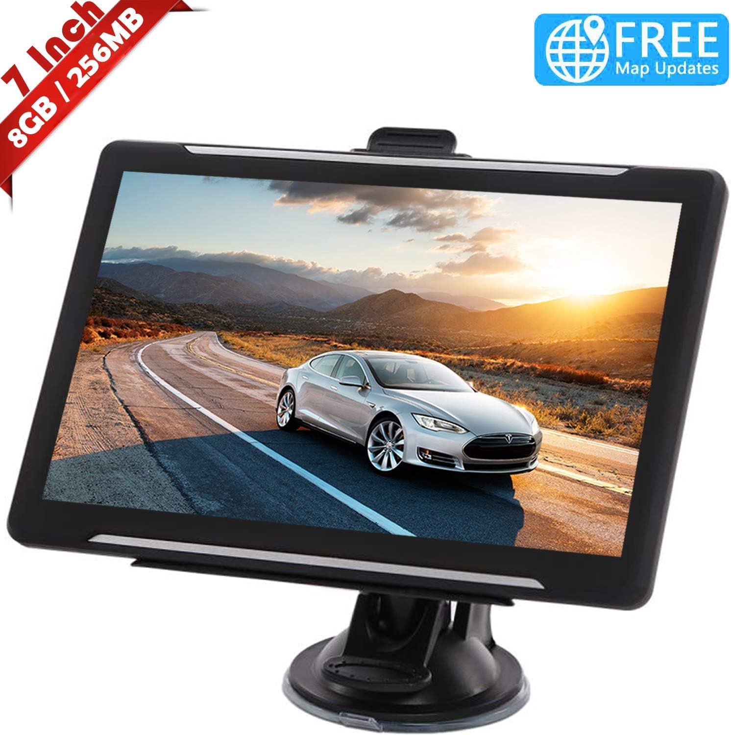 Auto GPS Navigation System for Car, Truck Bus RV Navigator 7Inch 8G 256M Touchscreen Voice Guidance Speed Camera Warning with POI Free Lifetime Map Update Vehicle Navigation Device for USA Canada Mexi