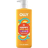 OLLY Exfoliating Body Wash Happy Mood + Skin jojoba beads, 17 fl oz | For dull skin, Helps reveal softer, glowing skin, With jojoba beads &amp; vitamin C, dermatologist-tested