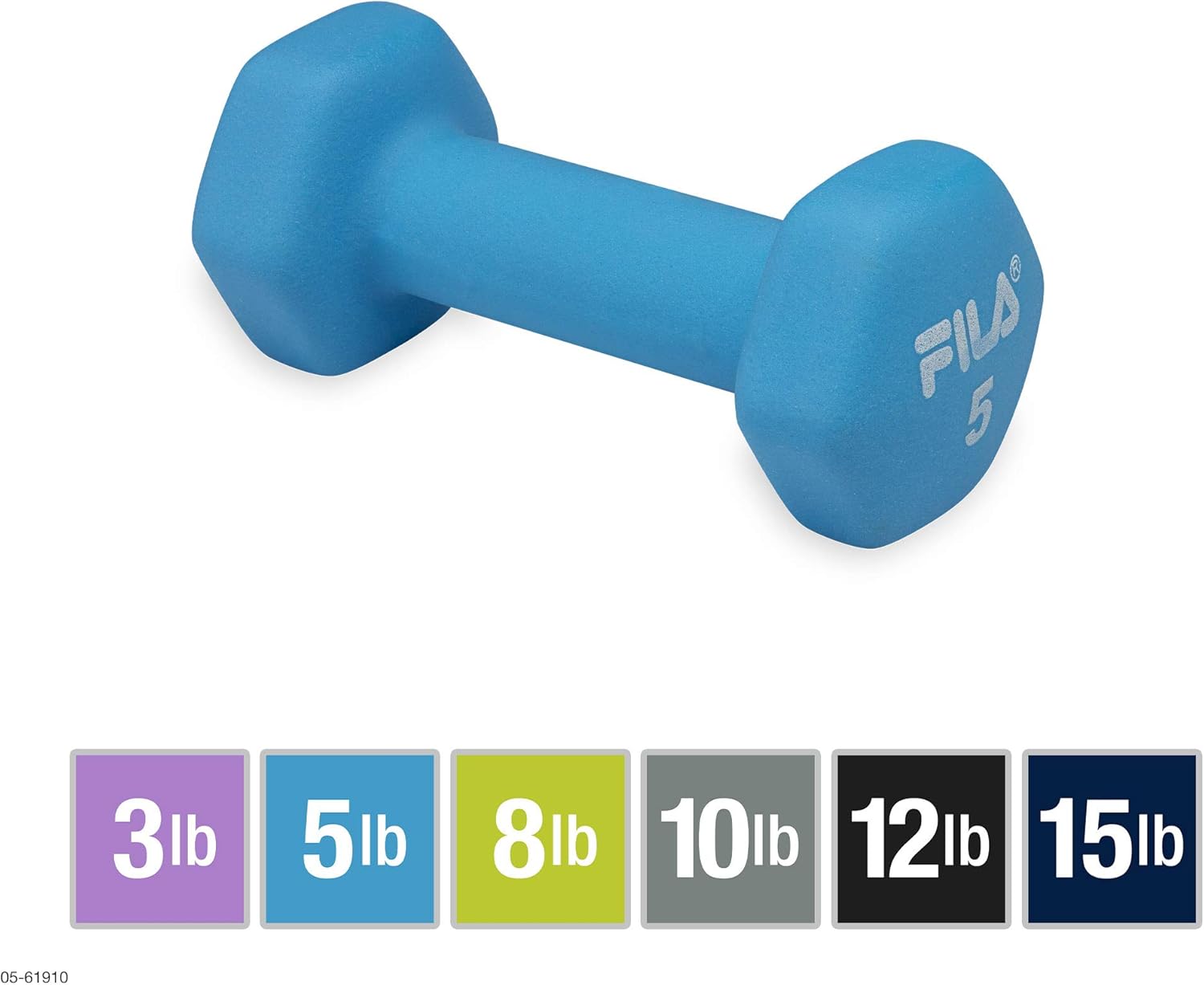 FILA Accessories Hand Weights for Women & Men - 5lb Dumbbell Neoprene Covered for Workout, Exercise & Fitness (Sold as Single 5 Pound Dumbbell) : Sports & Outdoors
