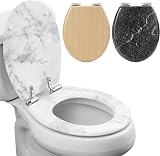 Navaris White Marble MDF Toilet Seat Soft Close Luxury Decorative Bathroom view 1