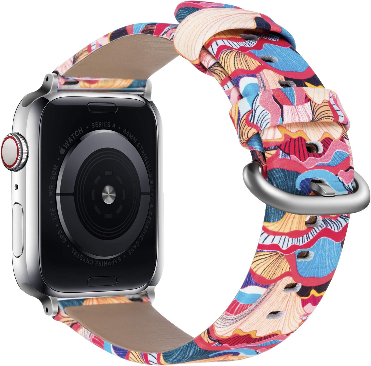 YOUKEX Compatible with Apple Watch Band 38mm/40mm 42mm/44mm, Floral Wristbands Flower Printed Leather Strap Replacement for iWatch Series 4/3/2/1 Women Men