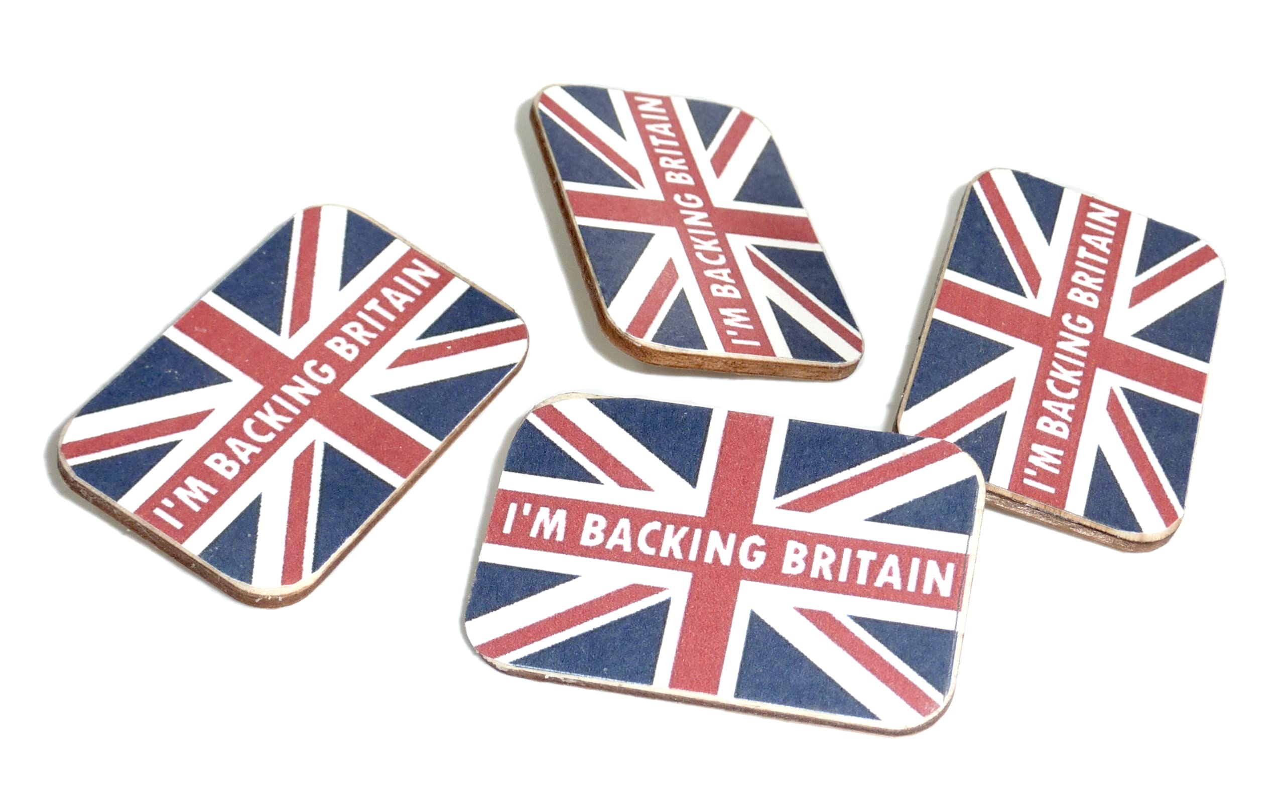 I'M BACKING BRITAIN wooden badges | Buy British | Brexit | Pack of 4