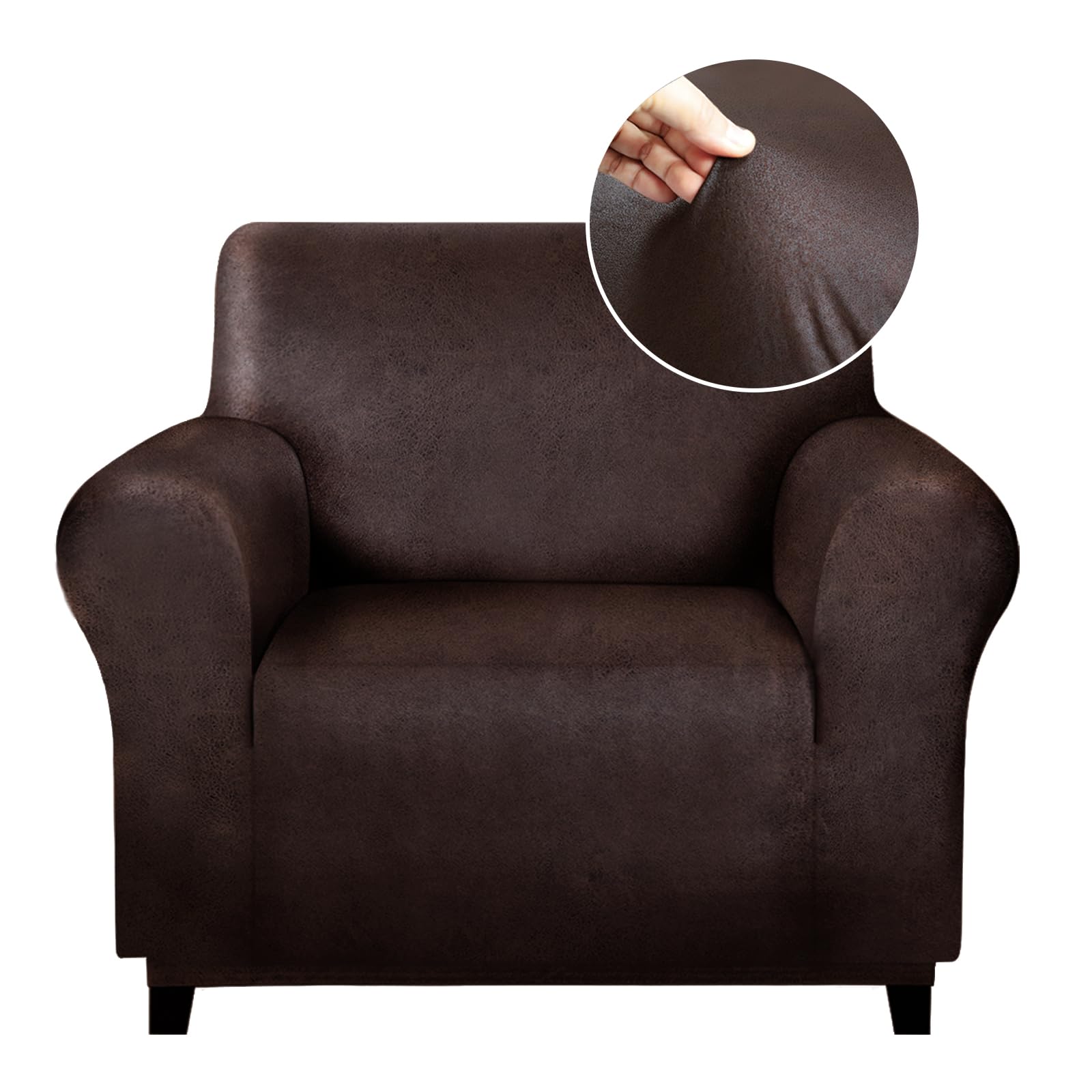 Photo 1 of molasofa Chair Covers - Couch Cover for Leather Couch, Soft and Washable Chair Covers with Leather-Like Quality. Non-Pilling, Non-Slip 1-Piece Couch Cover for Dogs, Cats, and Kids(Chocolate)