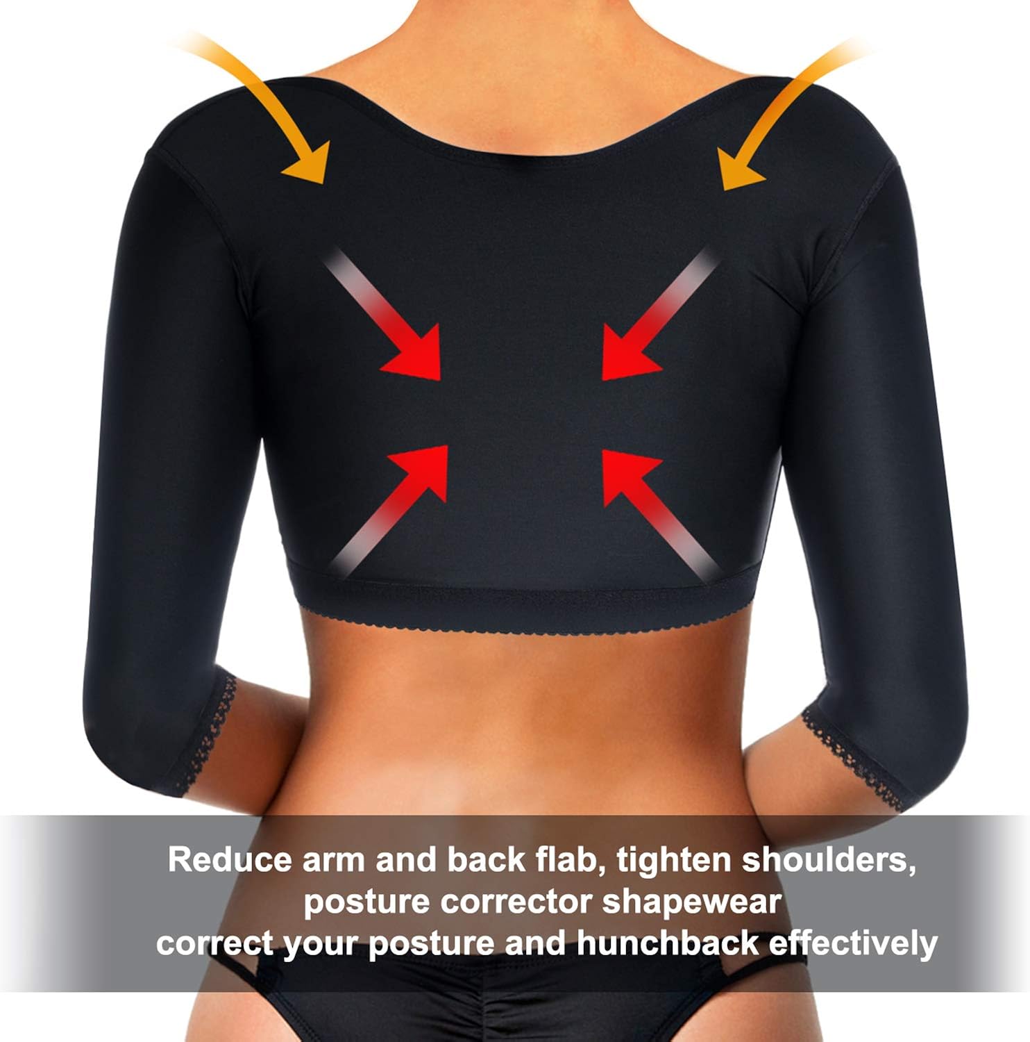 Wonderience Women Upper Arm Shaper Body Compression Sleeves Post Surgical Slimmer Humpback Posture Corrector Tops Shapewear at  Women’s Clothing store