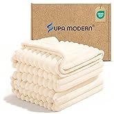 Throw Blanket for Couch, Cozy Blanket for Women, Cute Fleece Throw for Girls, Soft & Warm Fluffy Beige Blanket,Christmas Birthday Gifts for Women Men Teen, Room Home Decor, Giftable Strip Blankets