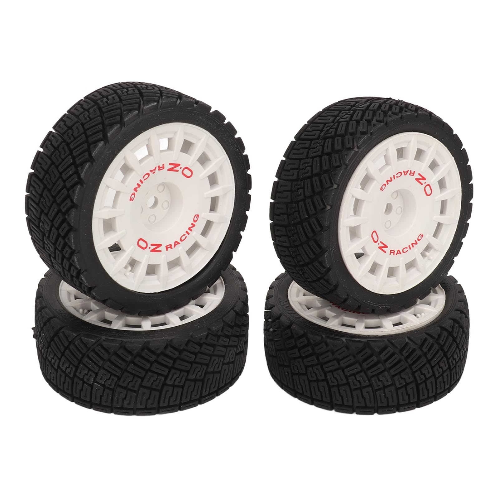 equlup 4 Pcs RC Car Tire, Rubber Wheels Strong Cushioning 1/10 Remote Control Car On Road Tyres for TT01, TT02, XV01, XV02, HSP 94123, 94122 and other 1/10 RC Cars (White)