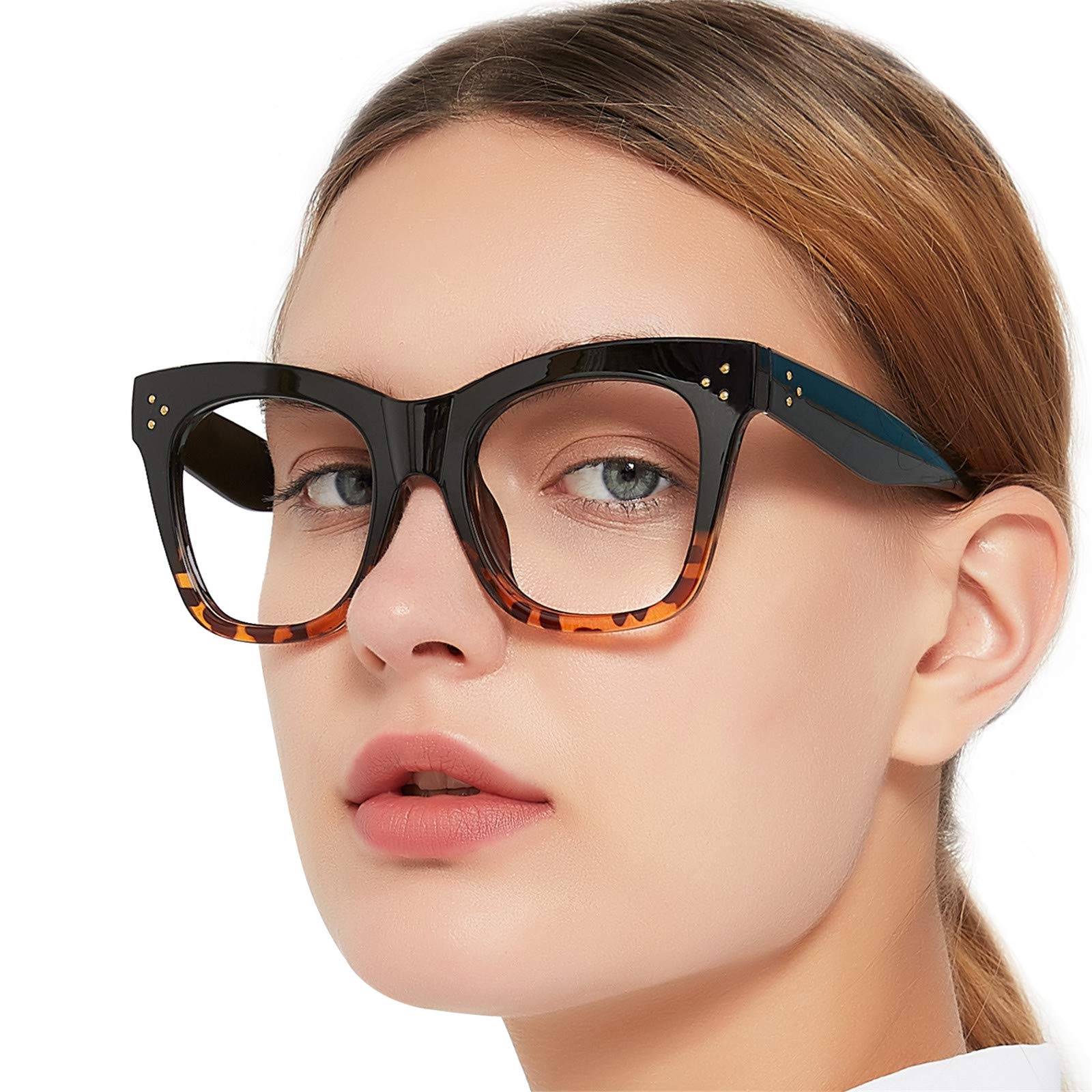 OCCI CHIARI Oversized Women's Reading Glasses 1.25, Wide Leg Readers Glasses for Women, Fashion Square Glasses for Reading (Brown Tortoise, 125)