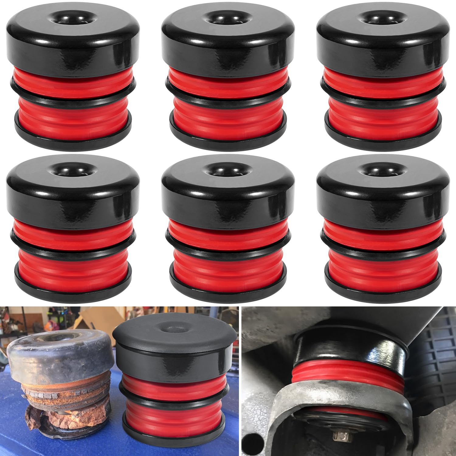 Photo 1 of Silicone Body Mount Kit for 2008-2016 Ford F-250 F-350 Regular Cab Extended Cab Superior Silicone Cab Mount Bushings Improve Bumpy Ride Durable Components Outperforms OEM and PU Mounts (Red 6 Pack)