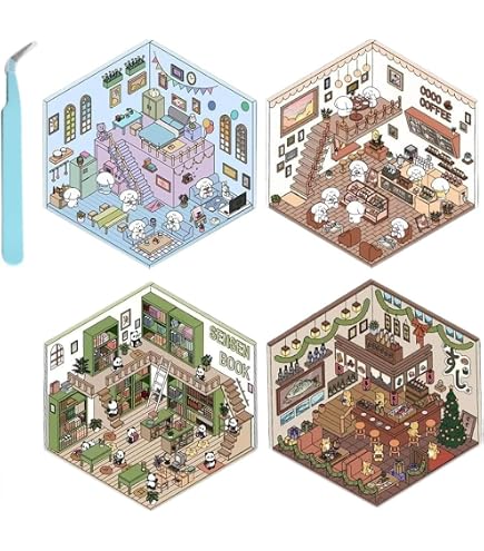 Lot De 20 Autocollants 3D Maison - Stickers Scènes Mignonnes - Réutilisables - Pour Albums, Carnets, Décoration - DIY