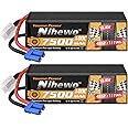 Nihewo 2Packs 4S Lipo Battery, 14.8V 7500mAh Lipo Batteries Hardcase 100C EC5 Plug Compatible with Arrma E-flite 1/5 1/6 1/7 1/8 Scale RC Car Truck Truggy Vehicles Tank Boat Airplane Models