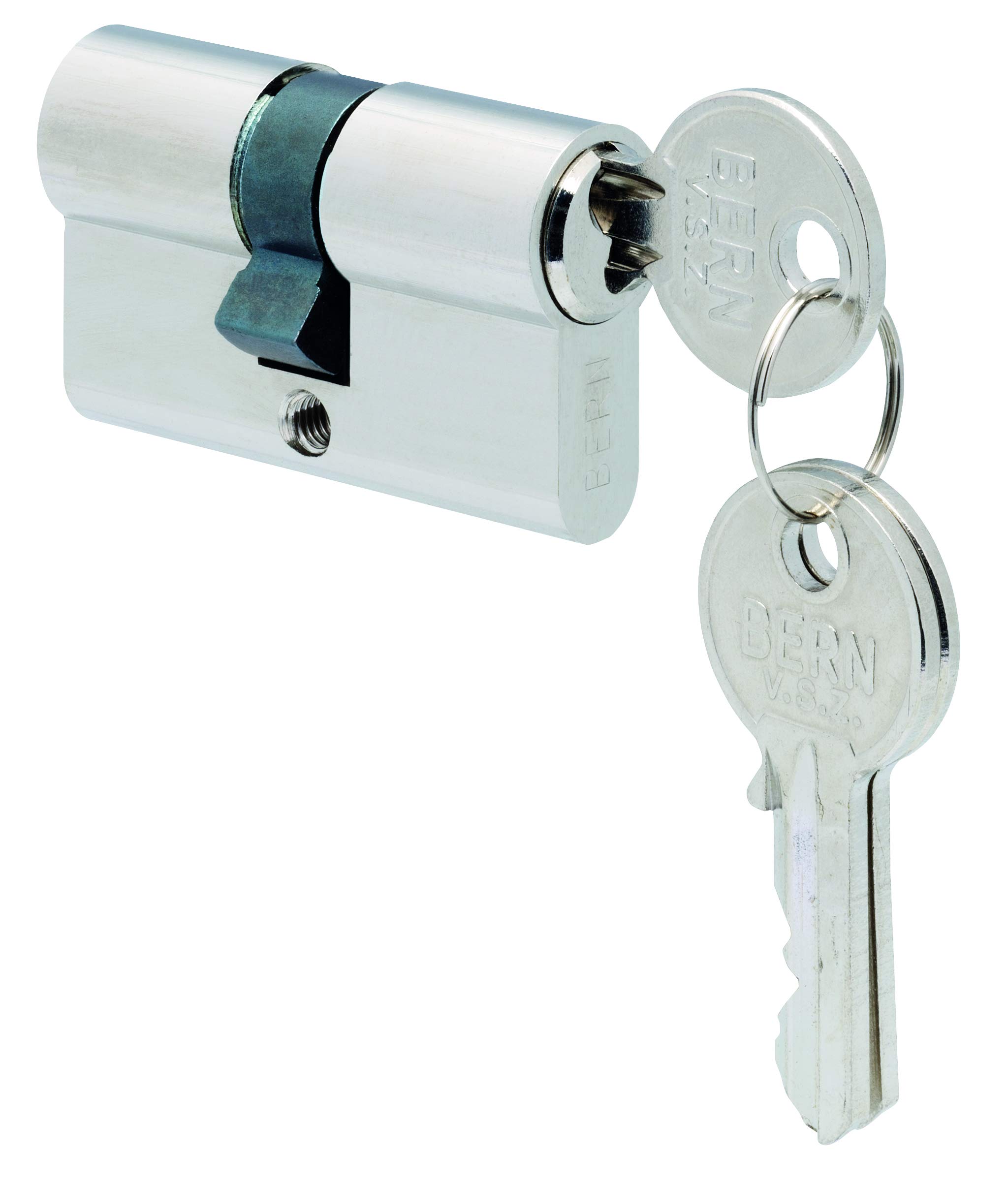 Gah-Alberts 611538 Profilzylinder mit Zwei Schlüsseln, Messing, vernickelt, Länge 44 mm