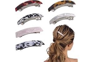 Fumwase Hair Barrettes for Women, 6PCS Hair Accessories for Long Hair for Daily Use (Ivory white, Red black, Black white, Ddeep tortoiseshell, Pink, Black and white pearl)