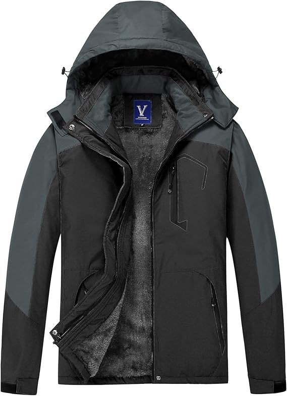 VICALLED Men's Outdoor Mountain Ski Jacket Snow Waterproof Fleece