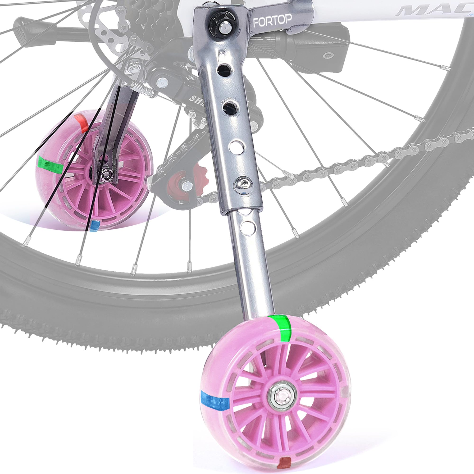 FORTOP Bike Stabilizers Training Wheels, Pair of Heavy Duty Rear with Stabilizers Mounted Kit for 16 18 20 22 inch Kids Boy Girls Variable Bike (Pink)