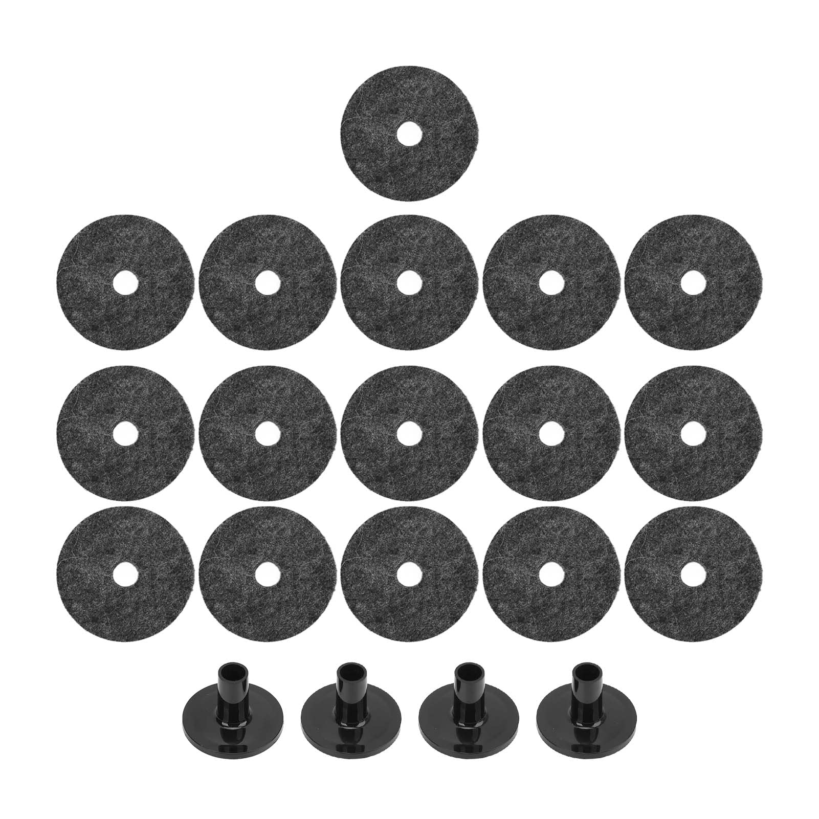 VGEBY 20Pcs Cymbal Replacement Accessories, 4 Pcs Plastic Cymbal Sleeves & 16 Pcs Felt Washers (Grey) for Most Drum Kits