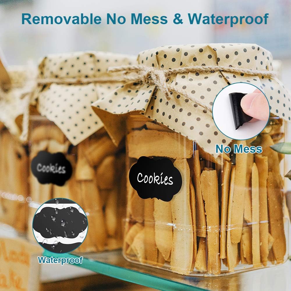 208PCS Chalkboard Labels Stickers, Waterproof Removable Erasable Decorative Premium Label Sticker with Chalk Marker for Pantry, Bottles, Mason Jars, Containers, Organize Your Kitchen&Office (White marker) : Office Products