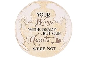 10 Inch Polyresin Memorial Garden Stone, Angel Wings Stepping Stones Outdoor, Memorial Gifts for Loss of Loved One, Décor for