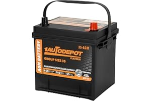1AUTODEPOT BCI Group 35 Car Battery, 12V 55Ah Automotive Battery Premium Maintenance Free AGM Batteries, 650CCA, 100RC, 36 Months Warranty