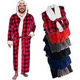 Ross Michaels Mens Robe Hooded Plush Big and Tall - Long Fleece Spa Bath Robe with Hood and Pockets - Gift for Men and Teens