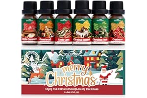 Christmas Fragrance Oil Set, SNOWSEN Winter Essential Oils for Diffuser & Aromatherapy, Apple Cinnamon, Christmas Pudding, Candy Cane, Gingerbread, Cranberry Scented Oil for Candle Making