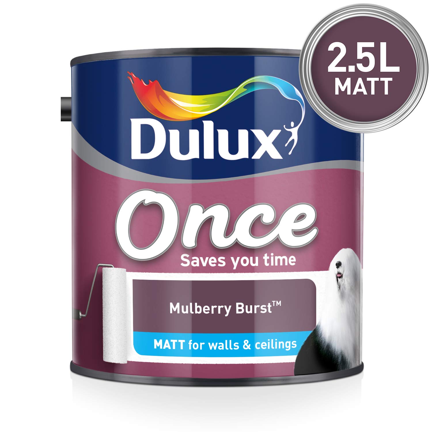 Dulux Once Matt Emulsion Paint For Walls And Ceilings Mulberry Burst