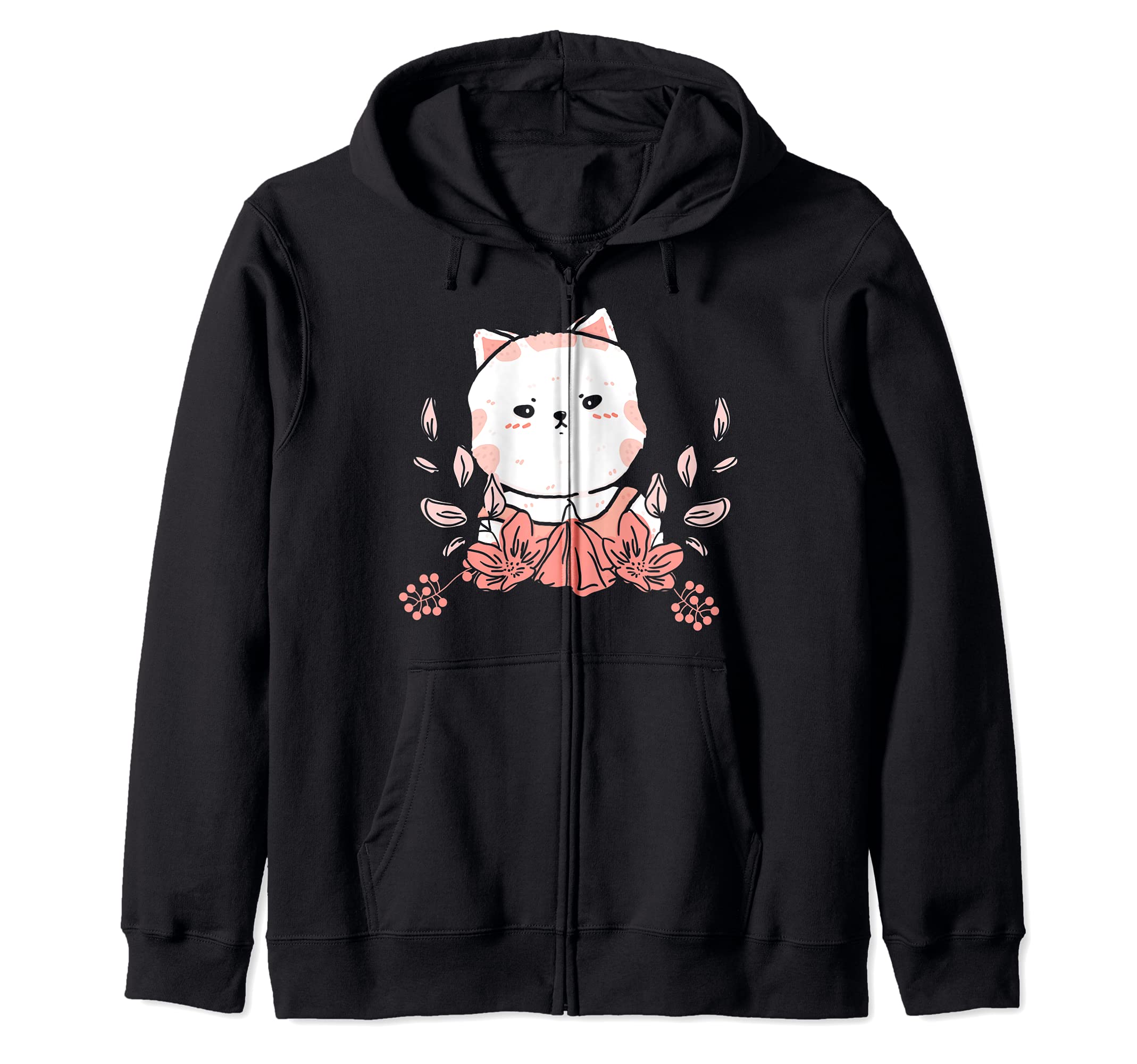 Cute Awesome Kitty Flowers Cat Funny Pet Paw Kitten Zip Hoodie