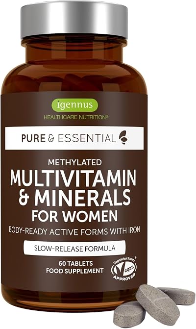 Igennus Methylated Women’s Multivitamin with Gentle Iron 60 Veg Tablets